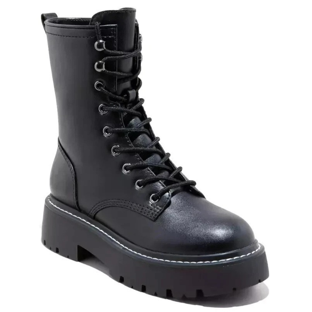 Wild Fable Womens Logan Lug Combat Boots w/ Memory‎ Foam Insole Black 7.5 NEW
